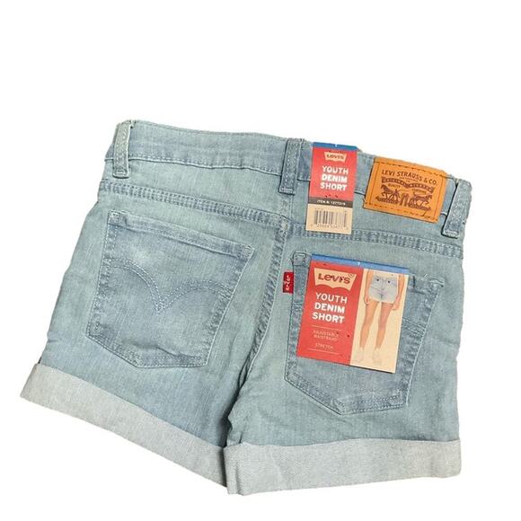 Levi's Girls Jeans Shorts Stretch Cuff Light Blue Size 7 NWT - Picture 1 of 9